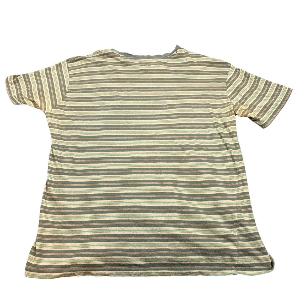 VTG‎ Lost T-Shirt Men LARGE Green Stripe Logo Embroidered Streetwear Skater Y2K